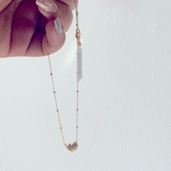 14k gold 18in beaded chain with heart necklace - Picture 6 of 12